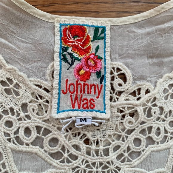 🌿 Johnny Was Ivory Embroidered Boho Tunic – Size M – VGUC - Picture 5 of 7